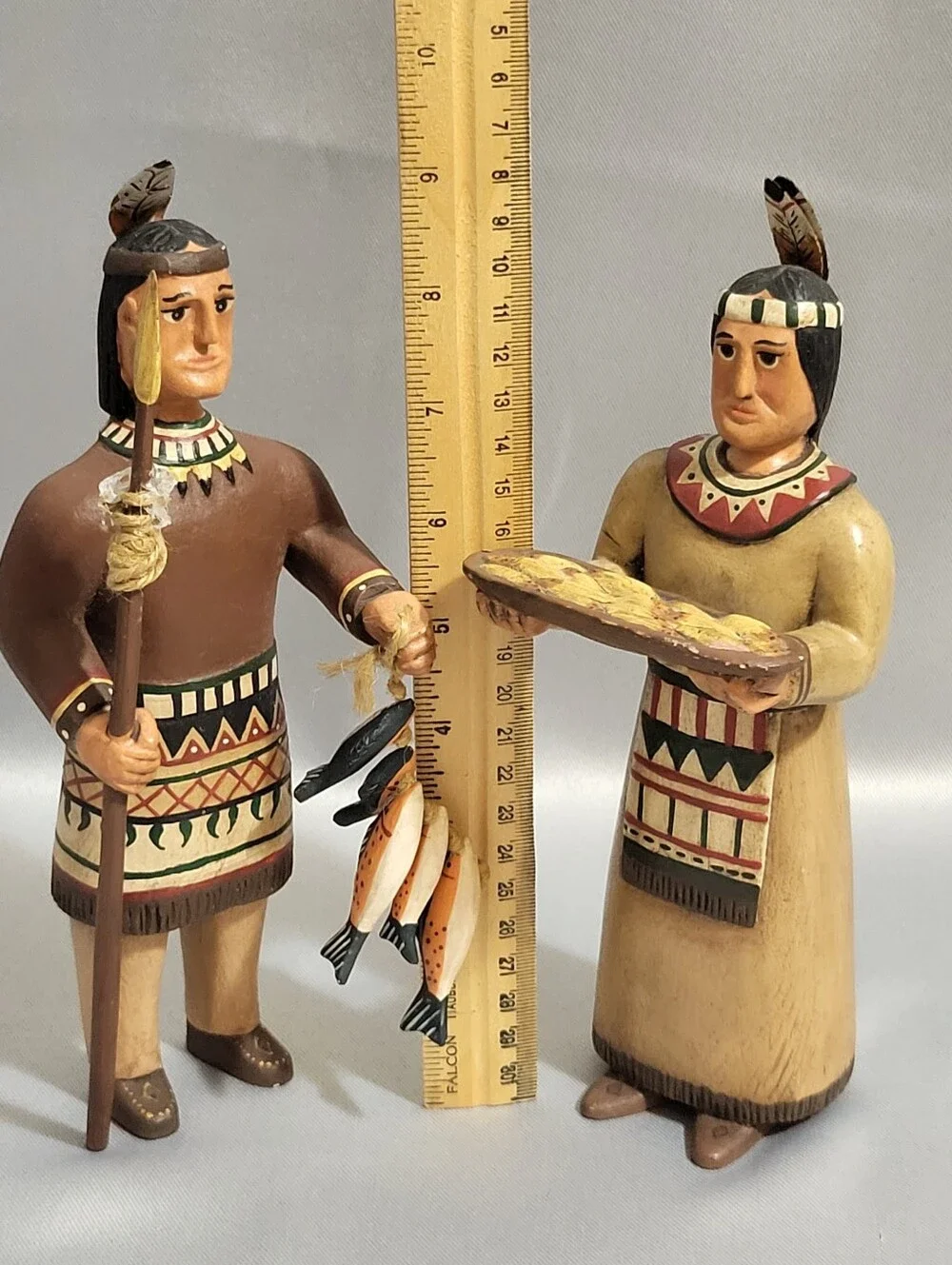 Randy Tate Native American Man Woman Pair Thanksgiving Harvest Decor Folk Art
